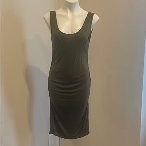 Sleeveless Olive Green Midi Tank Dress